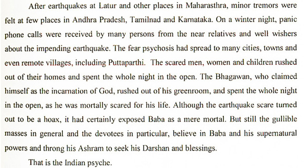 Earthquake fears at Prashanthi Nilayam